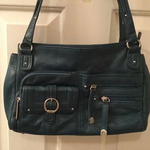 Stone Mountain teal leather handbag